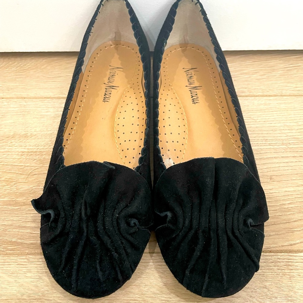neiman marcus black suede moccasin